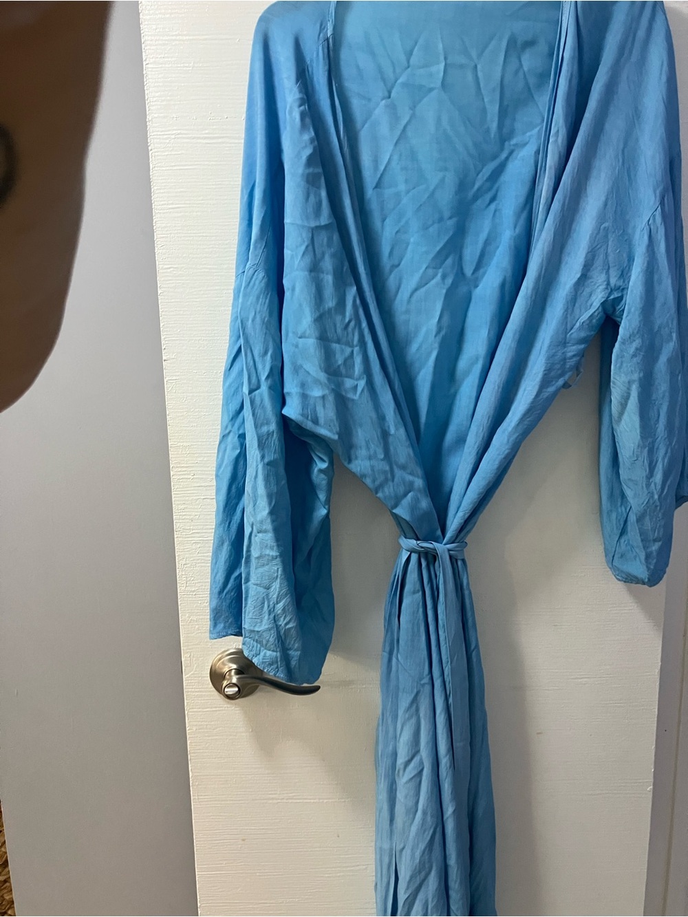 Blue kimono belted robe